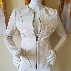 BCBGMAXAZRIA Petar Cream Fitted Blazer Jacket SZ XS